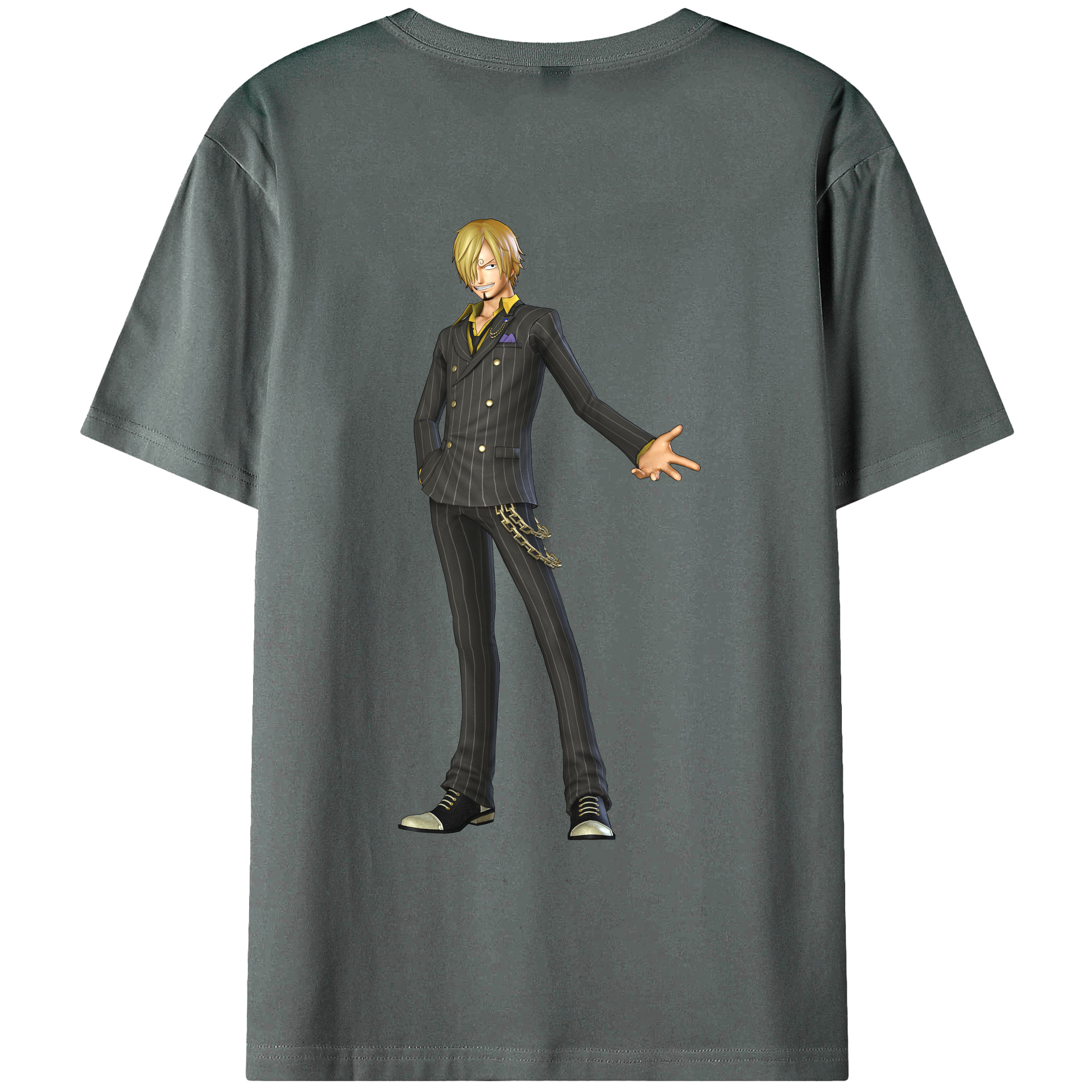 （画像用） ワンピース サンジ ONE PIECE Sanji 綿100％ メンズ半袖Tシャツ（バックプリント） 通気性